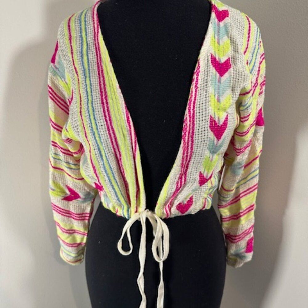 **** En Creme Neon Boho Tie Cardigan    8347  Small  NWT Boutique